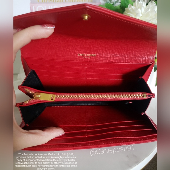 *SOLD* Authentic Pre-owned Yves Saint Laurent Grain De Poudre Envelope Wallet - Picture 7 of 14